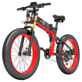 Bicicleta elétrica BEZIOR X-PLUS 26 pol 1500 W 40 KM/H 48 V 17.5 Ah bateria vermelha