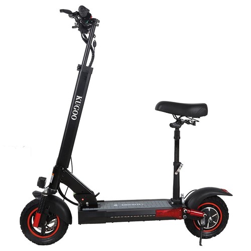 KugooKirin M4 PRO Foldable Electric Scooter Upgraded Version 10 Inch Off-Road Tyre 500W Brushless Motor 48V 18Ah Battery 3 Speed Modes Dual Disc Brake Max Speed 45KM/h LED Display 70KM Long Range with Seat Removable Saddle - Black