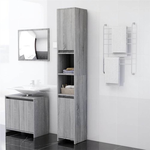 Bathroom Grey Sonoma 30x30x183.5 cm Engineered Wood