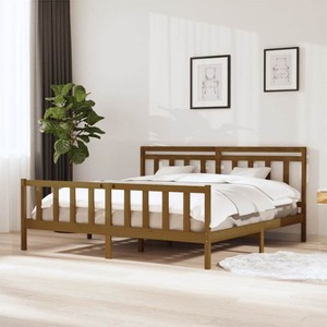 Bed Frame Honey Brown Solid Wood 200x200 cm Super King