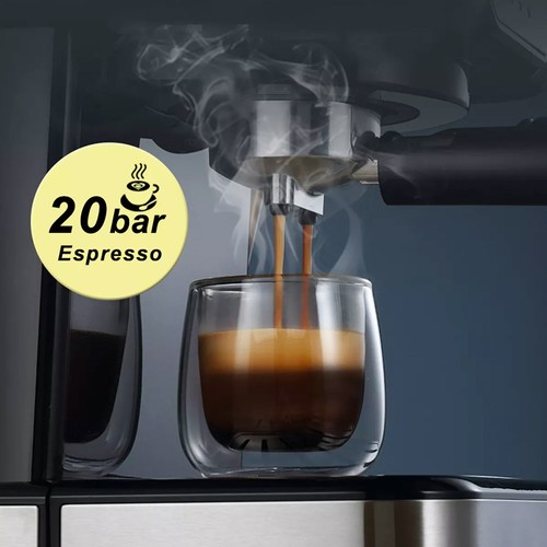 HiBREW H5 1050W kaffebryggare, 20 bars halvautomatisk cappuccino espressomaskin, 1,5 l kapacitet, temperaturdisplay