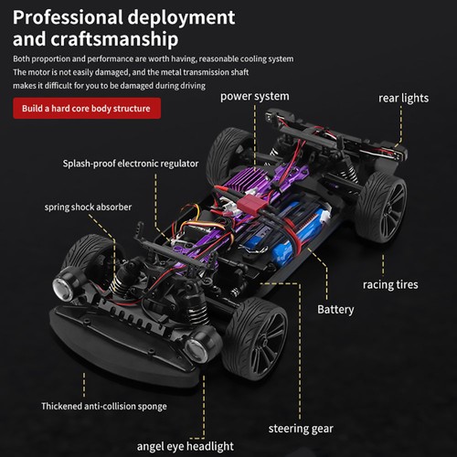 JJRC Q117 E 1:16 2,4G 4WD 35KM/H Driftauto Volle Proportionalsteuerung mit Winkelscheinwerfer – Rot