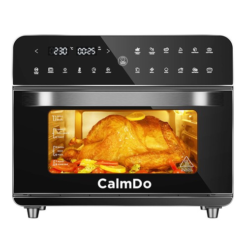Στα 121.83 € από αποθήκη Ευρώπης Geekbuying | Calmdo CD-AF25EU 12 in 1 Smart Air Fryer Toaster Oven 25L Extra-Large 1800W 12 Preset Functions with 4-layer Grill LED Digital Touch Screen – Black