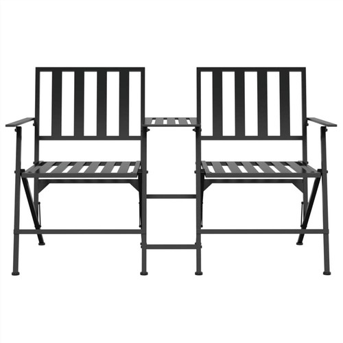 Klappbare 2-Sitzer-Gartenbank 137 cm Schwarzer Stahl