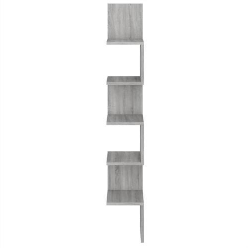 Wand-Eckregal, Sonoma-Grau, 20 x 20 x 127,5 cm, Holzwerkstoff
