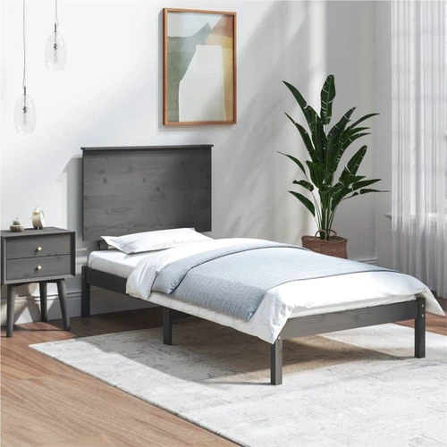 Cadre de lit pour matelas de 100x200 cm en bois de couleur grise