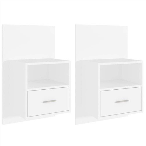 Wall Bedside Cabinets 2 pcs White Engineered Wood