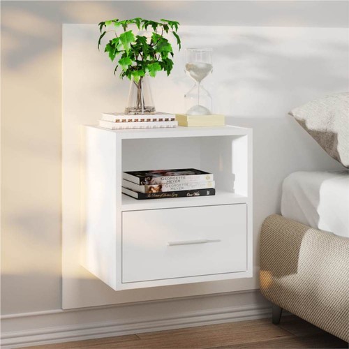 Wall Bedside Cabinets 2 pcs White Engineered Wood