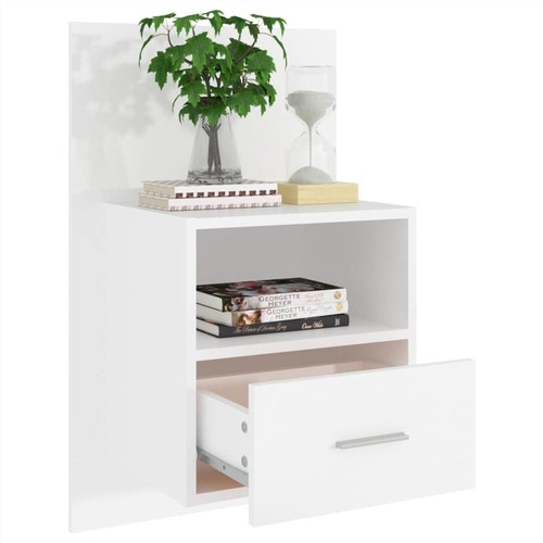 Wall Bedside Cabinets 2 pcs White Engineered Wood