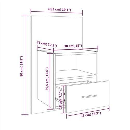 Wall Bedside Cabinets 2 pcs White Engineered Wood