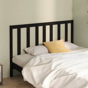 Bed Headboard Black 126x4x100 cm Solid Wood Pine