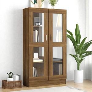 Vitrine Cabinet Brown Oak 825x305x150 cm Engineered Wood