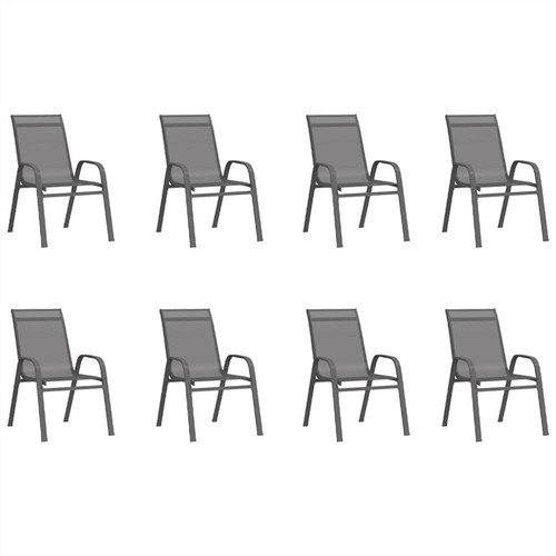 9-teiliges Garten-Ess-Set Grau und Schwarz