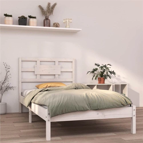 Estructura de cama individual de madera maciza blanca 90x190 cm 3FT