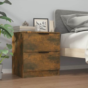 Bedside Cabinet Smoked Oak Engineered Wood