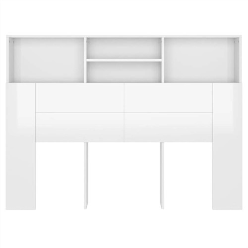 Headboard Cabinet High Gloss White 140x19x103.5 cm