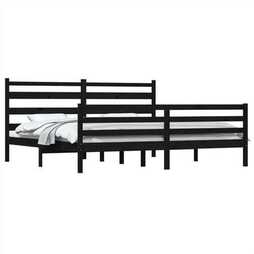 Bettgestell Massivholz Kiefer 200x200 cm Schwarz