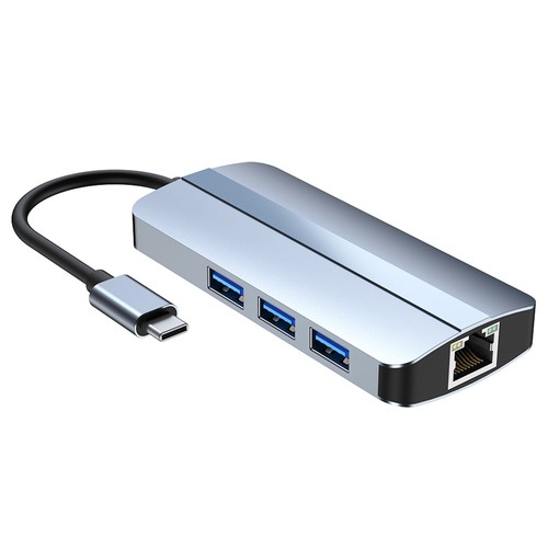 Type-C Hub 6 in 1 USB C zu 4K HDMI+1000M RJ45+PD 100W Charge+USB 3.0*3 Dock für MacBook Windows Laptop