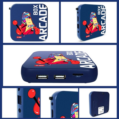 ARCADE BOX 128 GB retro spelkonsol, Android TV Box, 40 000+ klassiska spel, 50+ emulatorer, 2 spelkontroller