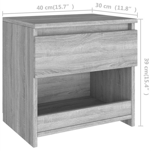 Bedside Cabinets 2 pcs Grey Sonoma 40x30x39 cm Engineered Wood