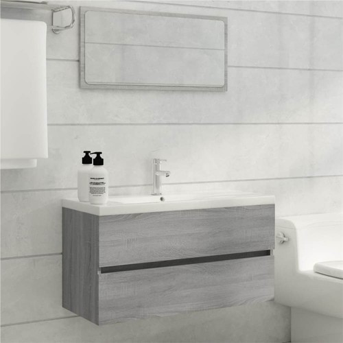 Waschbeckenunterschrank grau Sonoma 90 x 38,5 x 45 cm Holzwerkstoff