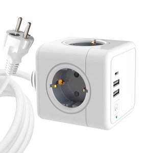 Sopend E04C Power Strip Socket with Switch EU Plug Grey and White