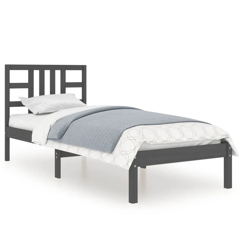Bed Frame Grey Solid Wood 90x200 cm