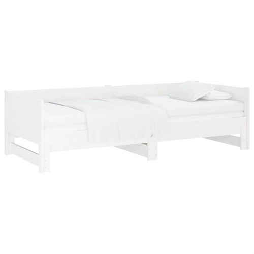 Ausziehbares Tagesbett aus weißem Massivholz Kiefer 2x(90x190) cm