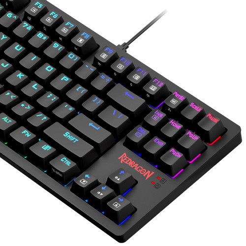 Redragon K598P-KBS RGB TKL Trådlöst mekaniskt tangentbord Bluetooth/2.4Ghz/trådbunden Tri-Mode Blå Switch för Win/Mac - Svart