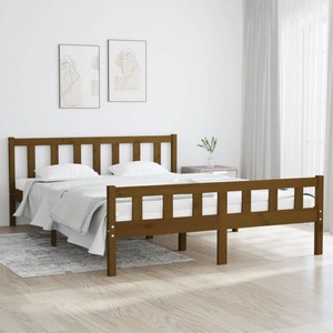 Bed Frame Honey Brown Solid Wood 140x200 cm