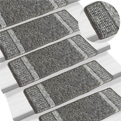 Selfadhesive Carpet Stair Treads 15 pcs Grey 65x25 cm