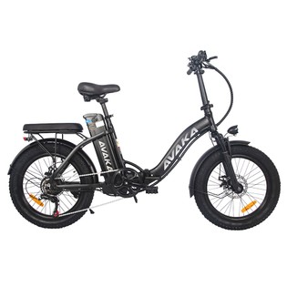 AVAKA BZ20 PLUS Electric Bike Foldable 20*3.0 Inch Fat Tires 500W Brushless Motor 25Km/h Max Speed 48V 15Ah Battery 100Km Range 120KG Max Load Dual Disc Brake Shimano 7-Speed Gear IP54 Waterproof  LCD Display- FT Wheel Black