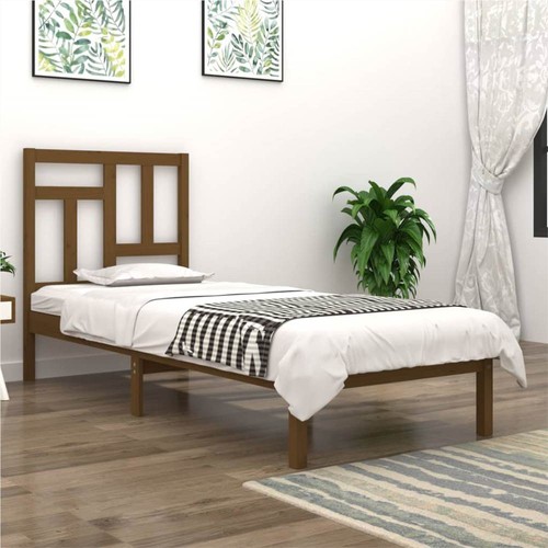 Bed Frame Honey Brown Solid Wood Pine 90x190 cm 3FT Single