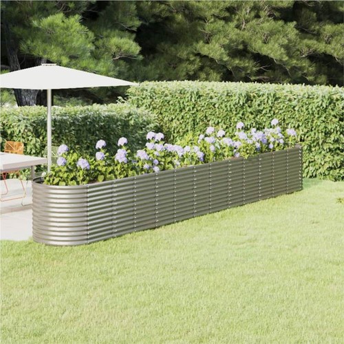 Garden Planter Powder-coated Steel 512x80x68 cm Silver