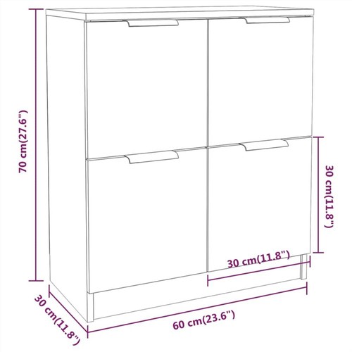 Sideboards 2 pcs White 60x30x70 cm Engineered Wood