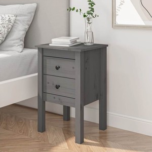Bedside Cabinet Grey 40x35x615 cm Solid Wood Pine