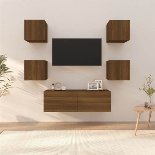 Wallmounted TV Set Brown Oak Engineered Wood