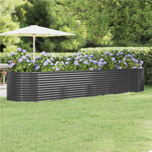 Garden Planter Powder-coated Steel 396x100x68 cm Anthracite