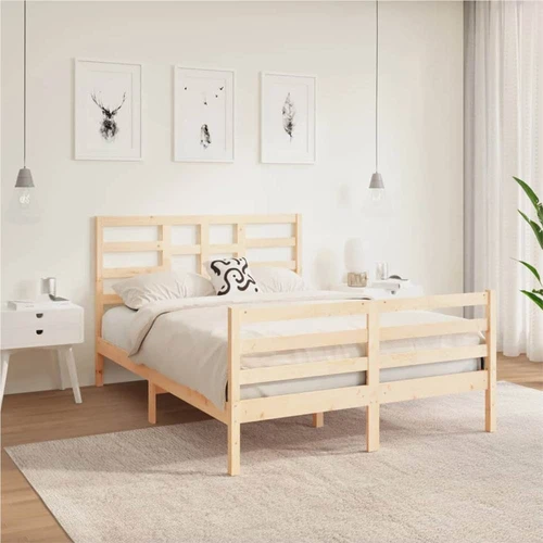 Estructura de cama madera contrachapada blanca 135x190 cm