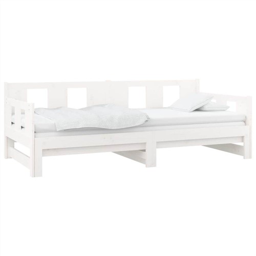 Ausziehbares Tagesbett aus weißem Massivholz Kiefer 2x(90x200) cm