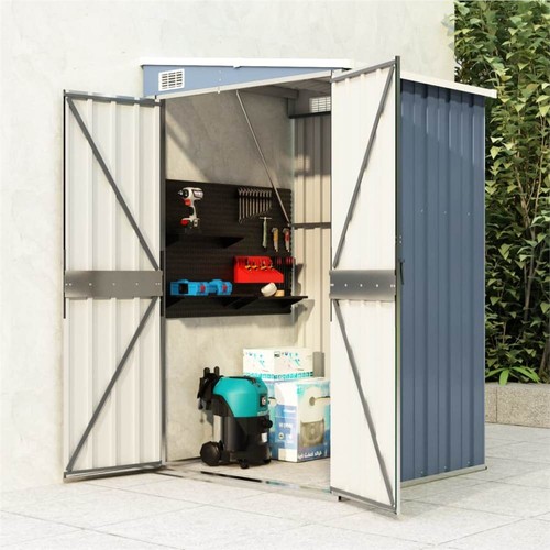 Wallmounted Garden Shed Grey 118x100x178 cm Galvanised Steel