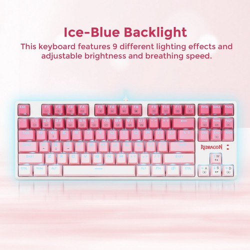 Redragon K576W-GP DAKSA TKL Kabelgebundene mechanische Tastatur 87 Tasten Gradient PBT Keycap Red Switch – Pink