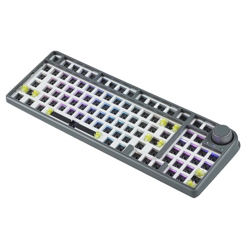 DUKHARO VN96 Mechanische RGB-Gaming-Tastatur, 96 Tasten, 96 % DIY-Kit, Dichtungshalterung mit Knopfsteuerung – Grau