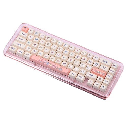 FirstBlood B67 65 % Vollacryl-Dichtungshalterung, verkabelt/Bluetooth/2,4 G, dreifacher RGB-Modus, mechanische Tastatur – Pink Transparent