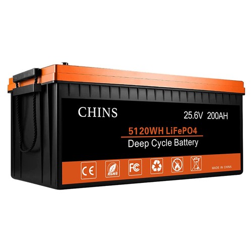 CHINS LiFePO4 Battery 24V 200Ah Lithium Battery - Built-in 200A BMS, 2000+ Cycles, Perfect for RV, Home Storage and Off-Grid