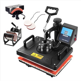 SHUOHAO 5 in 1 Heat Press Machine, 12*15in, for Cap/Bag/Mouse/Pad/Phone Case/Tape/Stickers/Mug/Plate/Puzzle/T-shirts