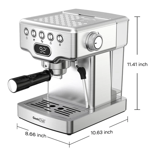 Geek Chef 20 Bar Espresso Machine - Home Latte & - Silver (GCF20E