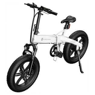 ADO A20F Off-road Electric Folding Bike 20*4.0 inch 500W Brushless DC Motor SHIMANO 7-Speed Rear Derailleur 36V 10.4Ah Removable Battery 35km/h Max speed Pure power up to 50km Range Aluminum alloy Frame - White