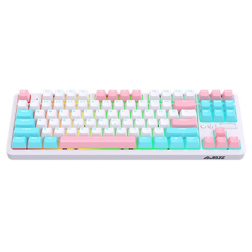 Ajazz K870T Pro Mechanische Tastatur mit 87 Tasten und drei Modi, RGB-Hintergrundbeleuchtung, brauner Schalter für Win/MacOS/iOS/Andriod – Sommerzeit