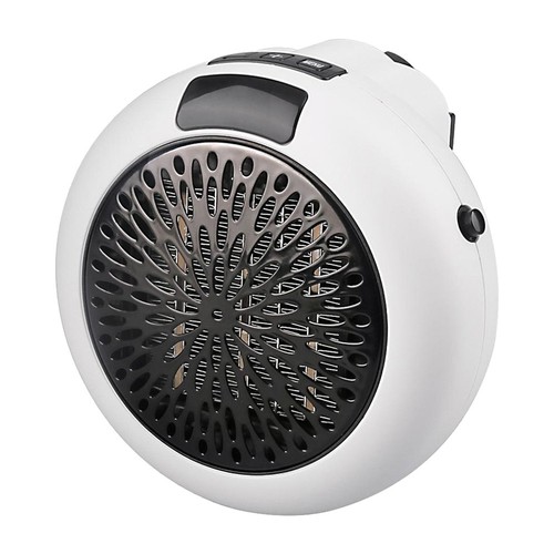 400W Electric Fan Heater, Mini Portable Round Air Heater, Ceramic Heating Element Desktop Winter Warmer, LED Display - White